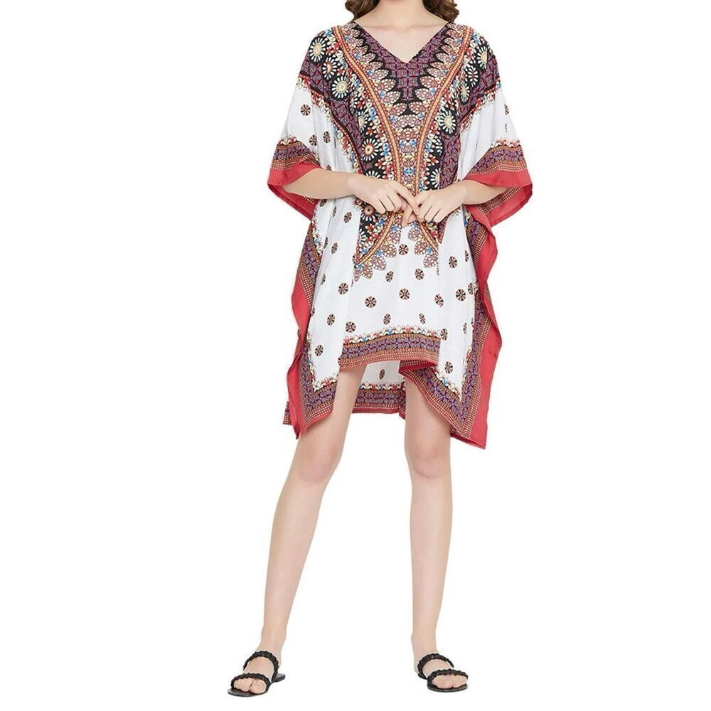 Gypsie Blu Kaftan Lightweight Boho Beach Coverup Dress Women's One Size